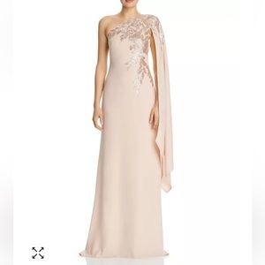 Tadashi Shoji One Shoulder Sequin Crepe Gown
